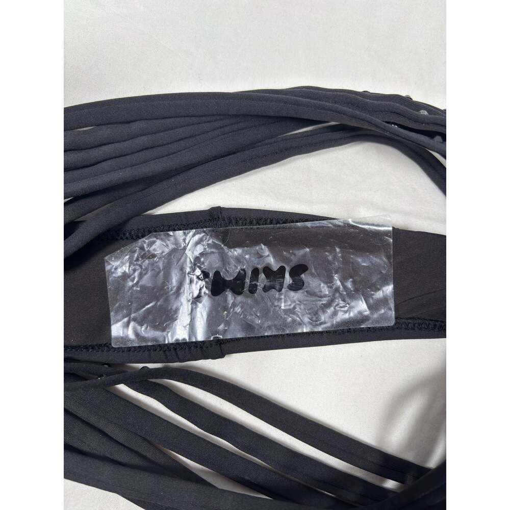 NWT SKIMS Rhinestone Swim Strappy Bikini Bottom Swimsuit Womens Small Black Onyx - Picture 8 of 8